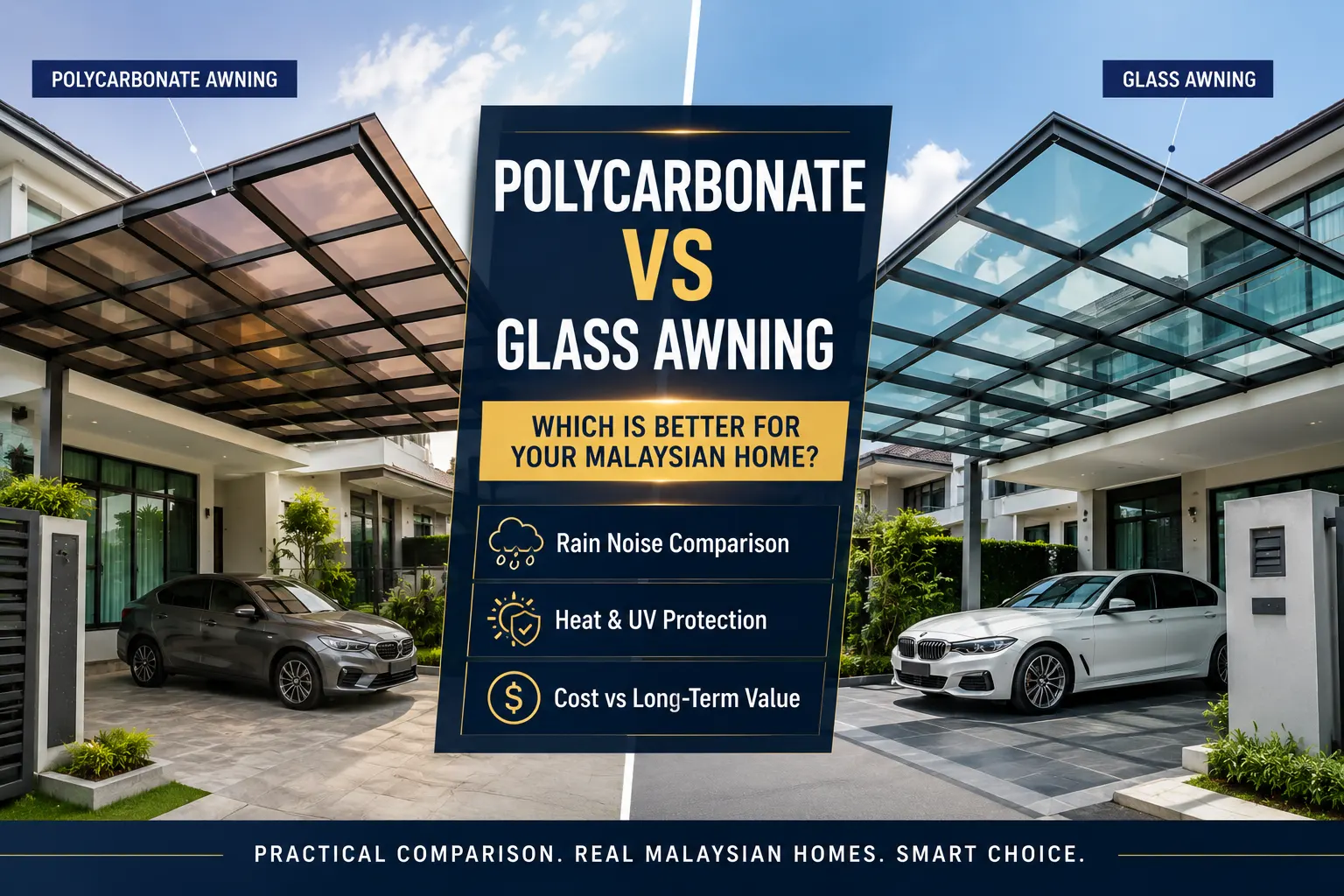 Polycarbonate vs Glass Awning: Which Is Better for Your Malaysian Car Porch & Patio? 2026 Practical Guide